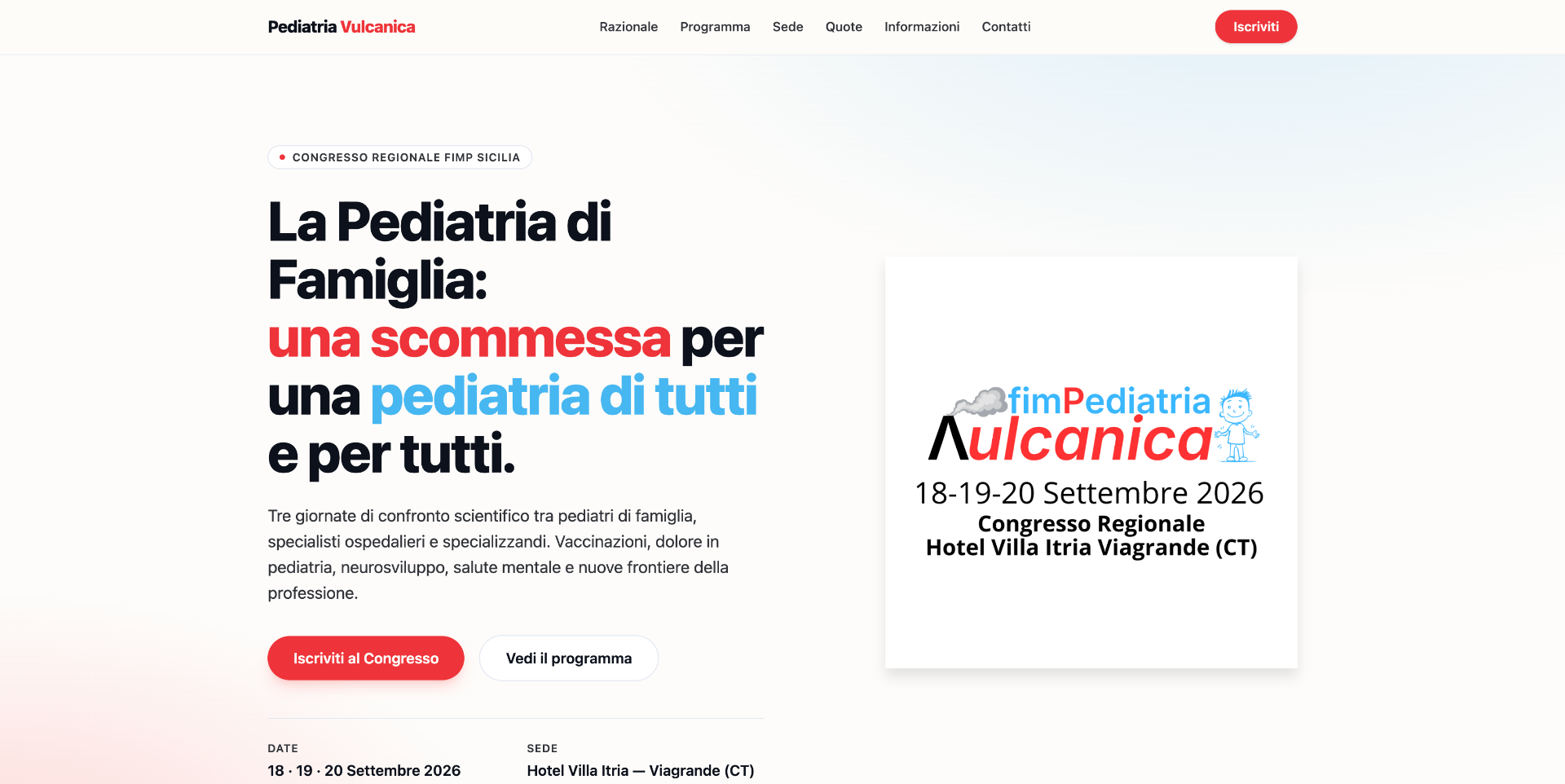 Web Design Medico e Scientifico: Progettare la piattaforma per il Congresso FIMP "Pediatria Vulcanica"
